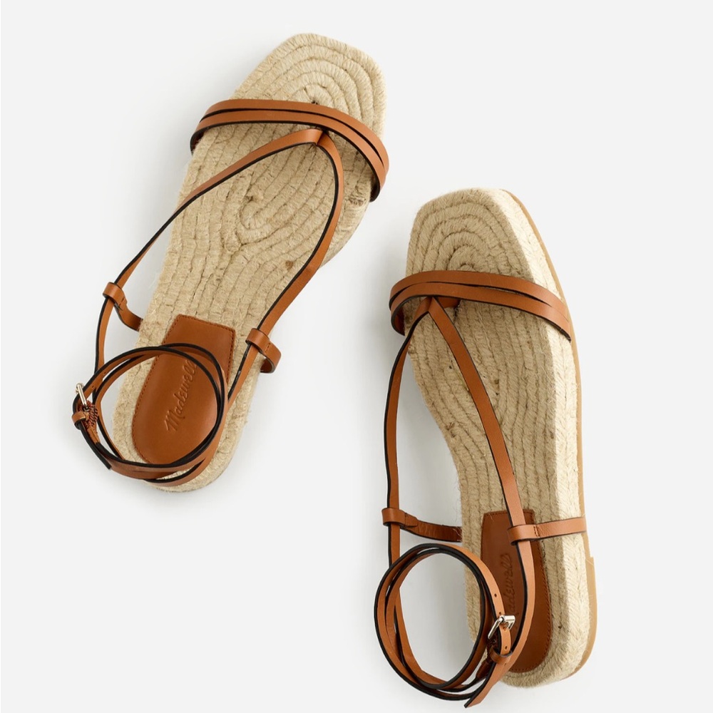 New Madewell brown The Mira Espadrille Thong Sandal Size 6